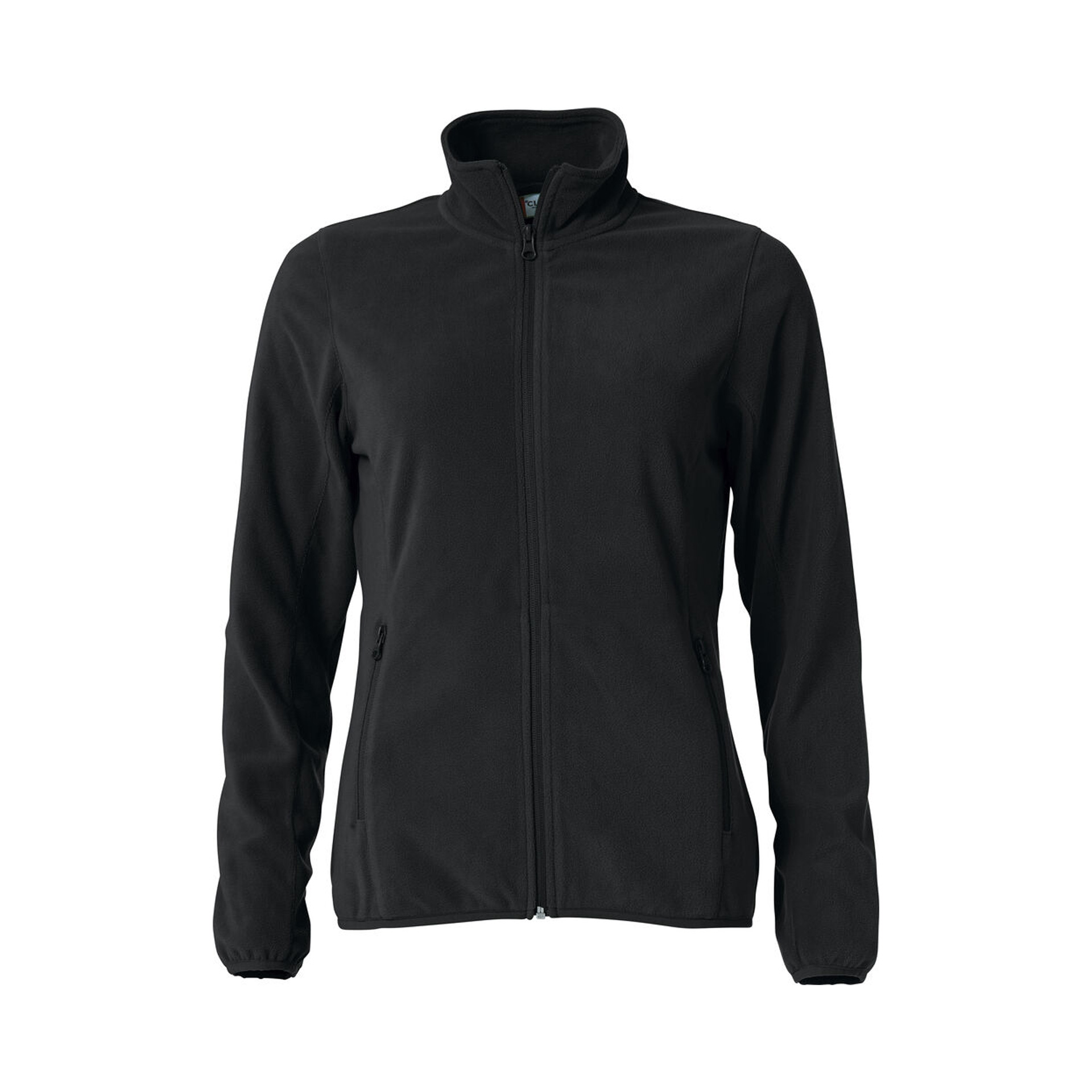 Übergangsjacke Damen Basic Micro Fleece in Schwarz mit Stehkragen, Vorderansicht