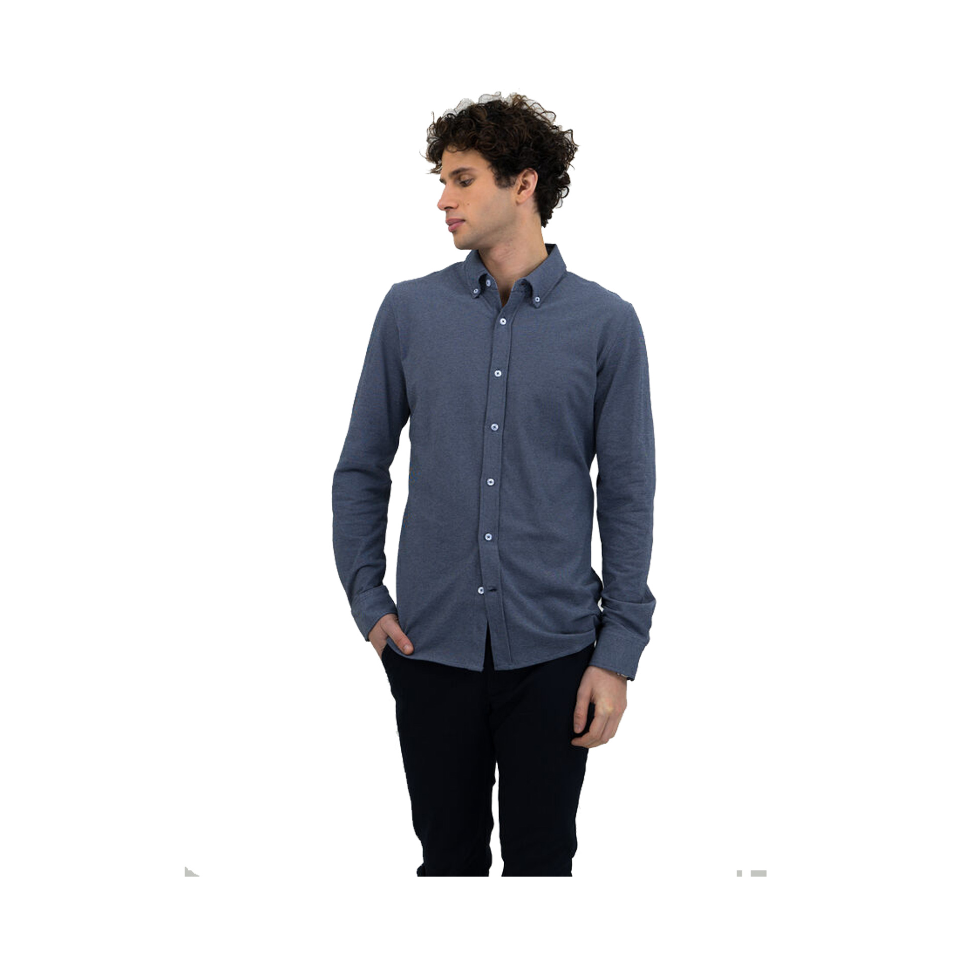 Hemd Herren Burlingham in Marine im Oxford-Look, am Model getragen