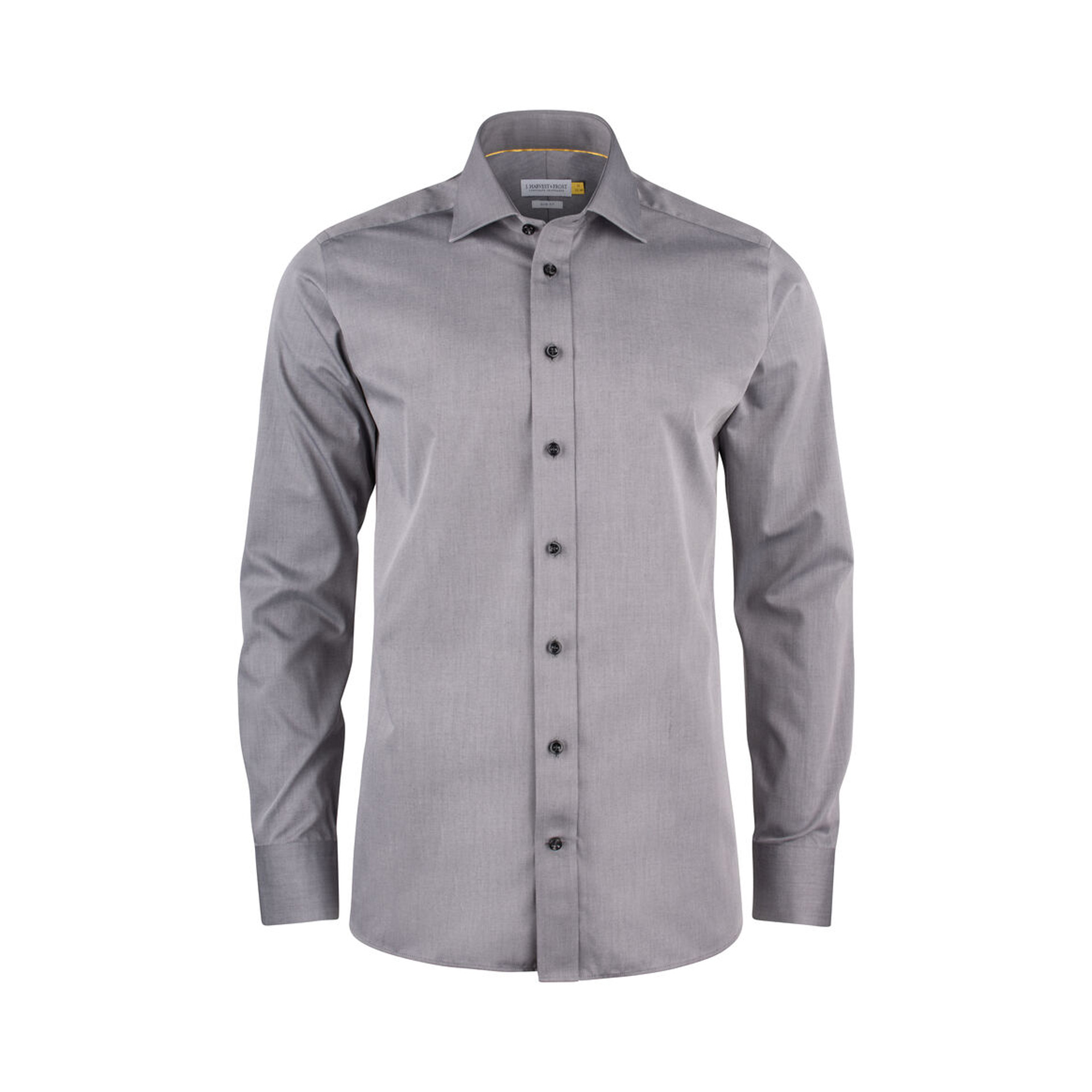 Herren-Hemd Yellow Bow 50 Slim in Grau aus Fein-Twill, Vorderansicht