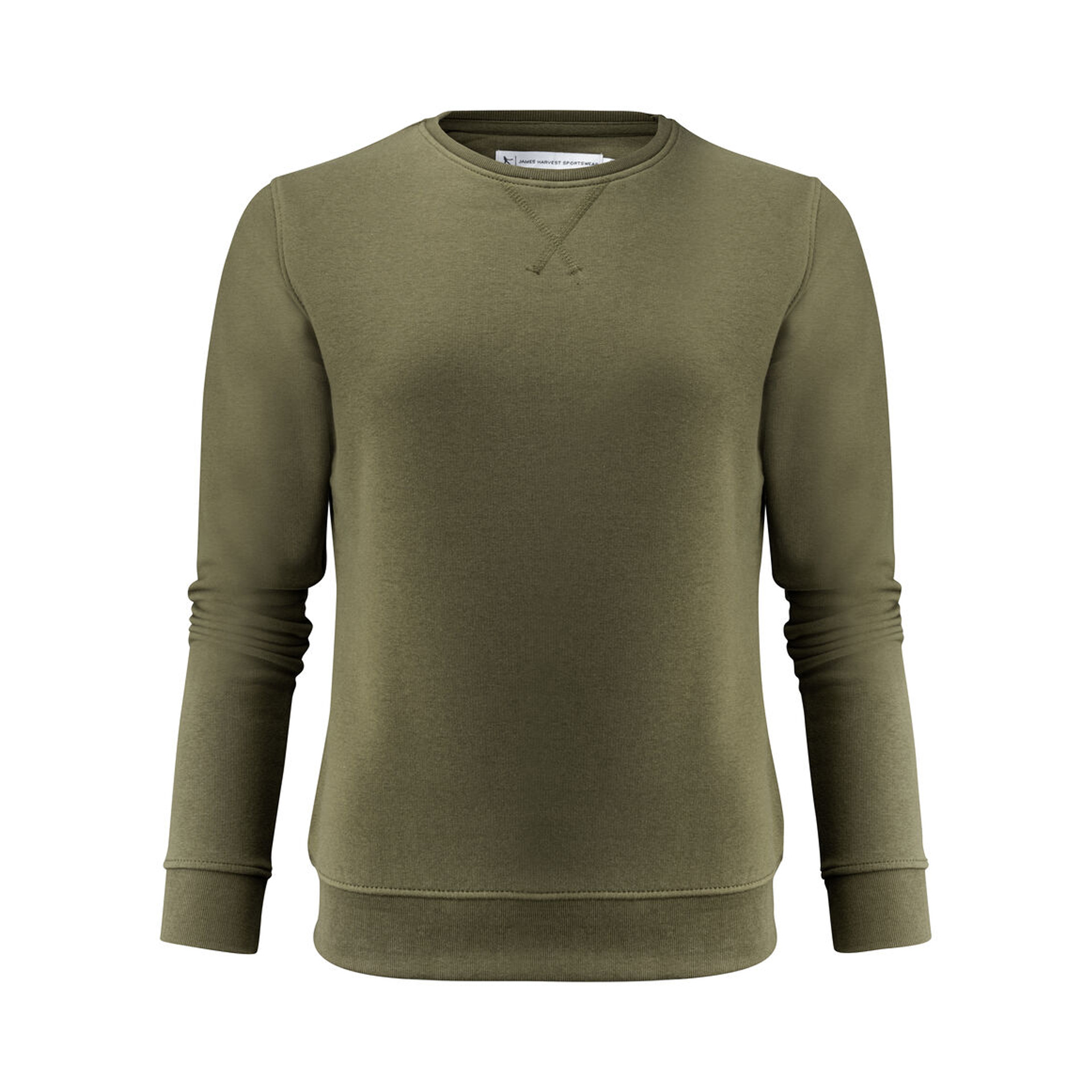 Pullover Damen Alder Heights in Olivgrün, Rundhals im College-Stil, Vorderansicht