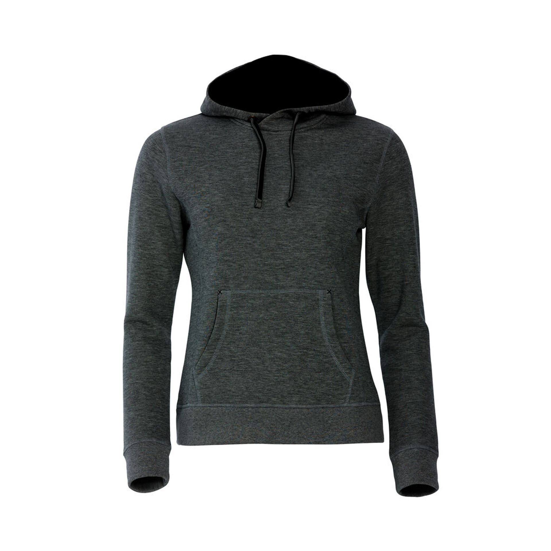 Hoodie Damen Classic Hoody in Anthrazitmeliert mit Kapuze, Vorderansicht