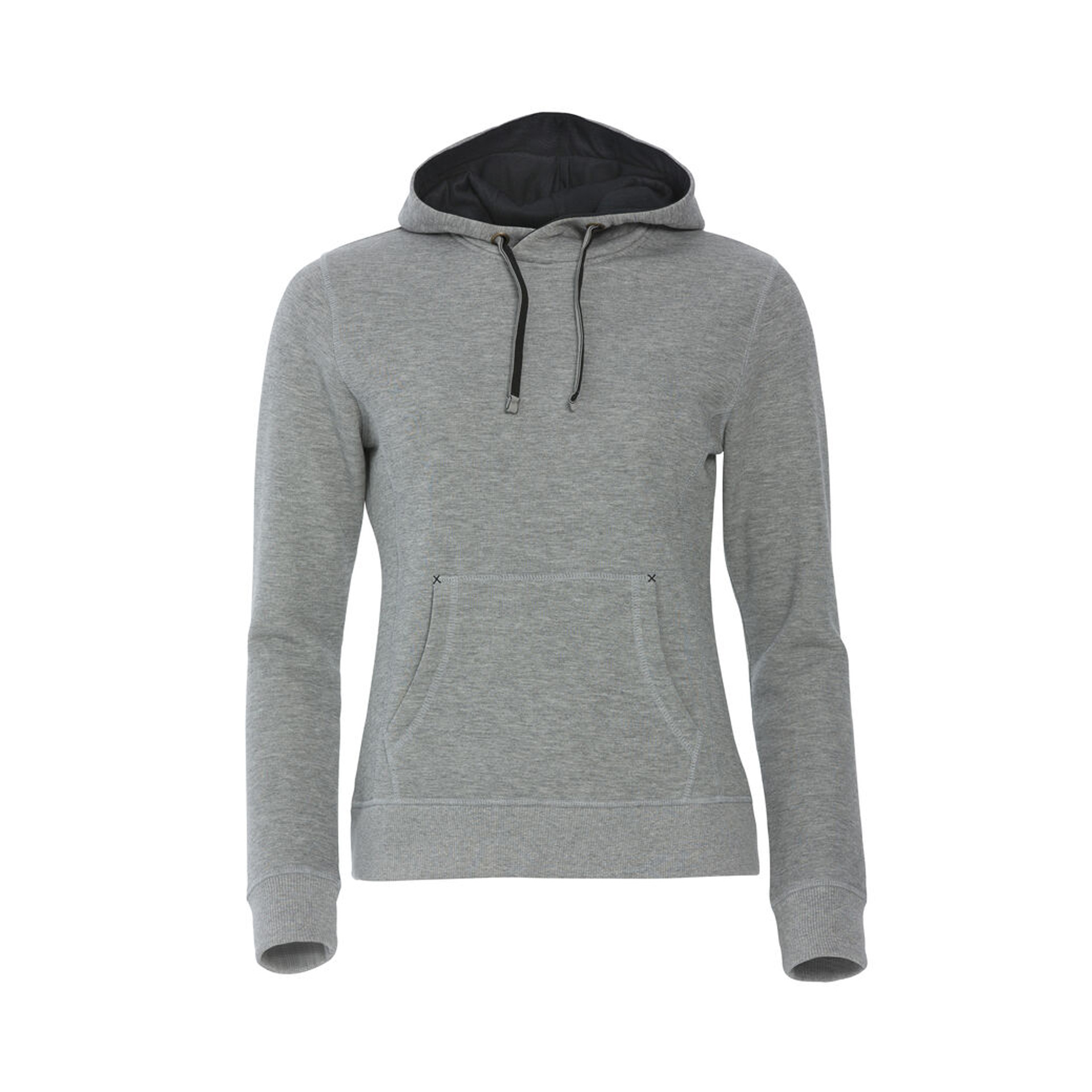 Hoodie Damen Classic Hoody in Graumeliert mit Kapuze, Vorderansicht
