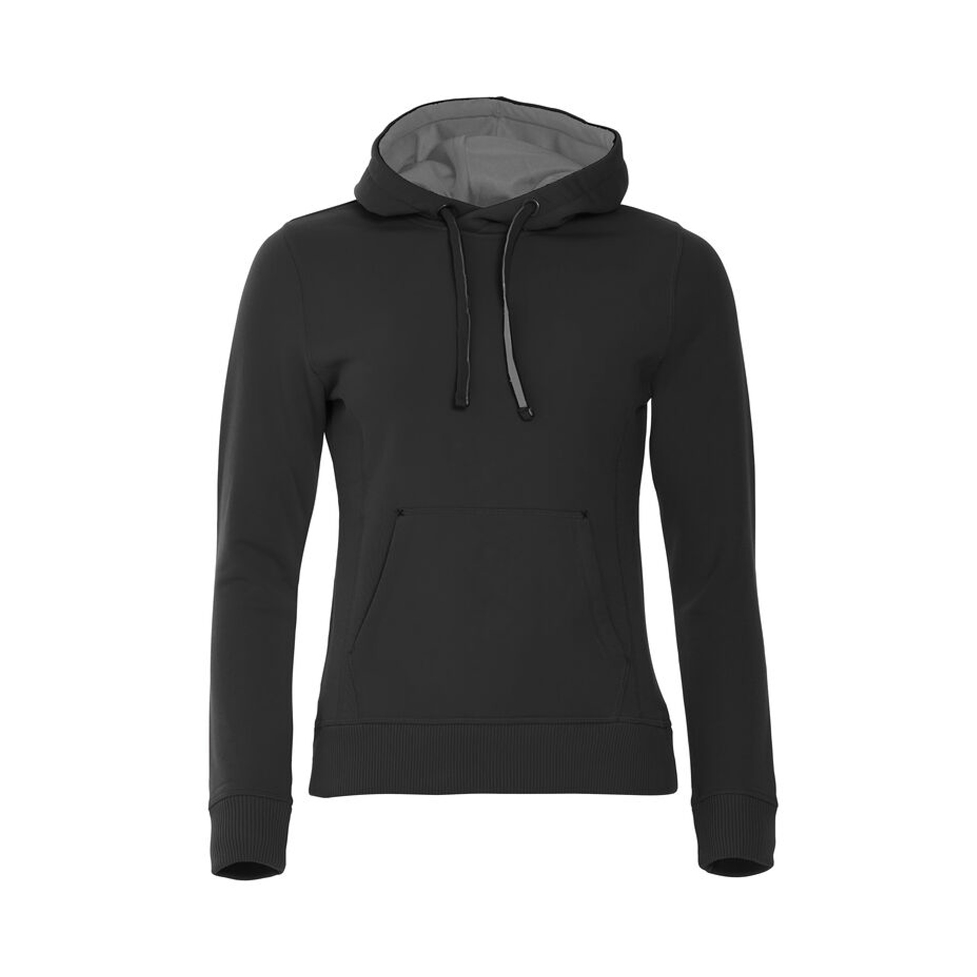 Hoodie Damen Classic Hoody in Schwarz mit Kapuze, Vorderansicht