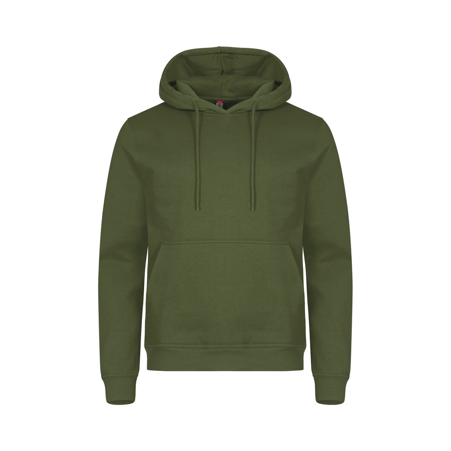 Unisex Hoodie Miami Hoody in Moosgrün mit Kängurutasche, Vorderansicht