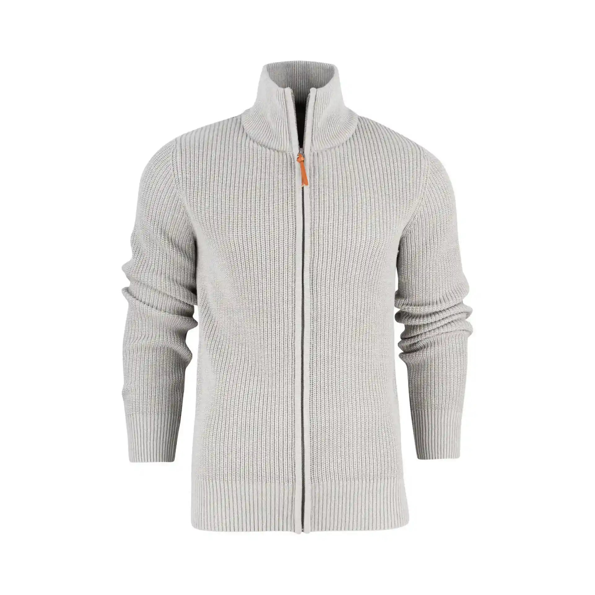 Strickjacke Herren Brockway in Grau mit Metallreissverschluss, Vorderansicht