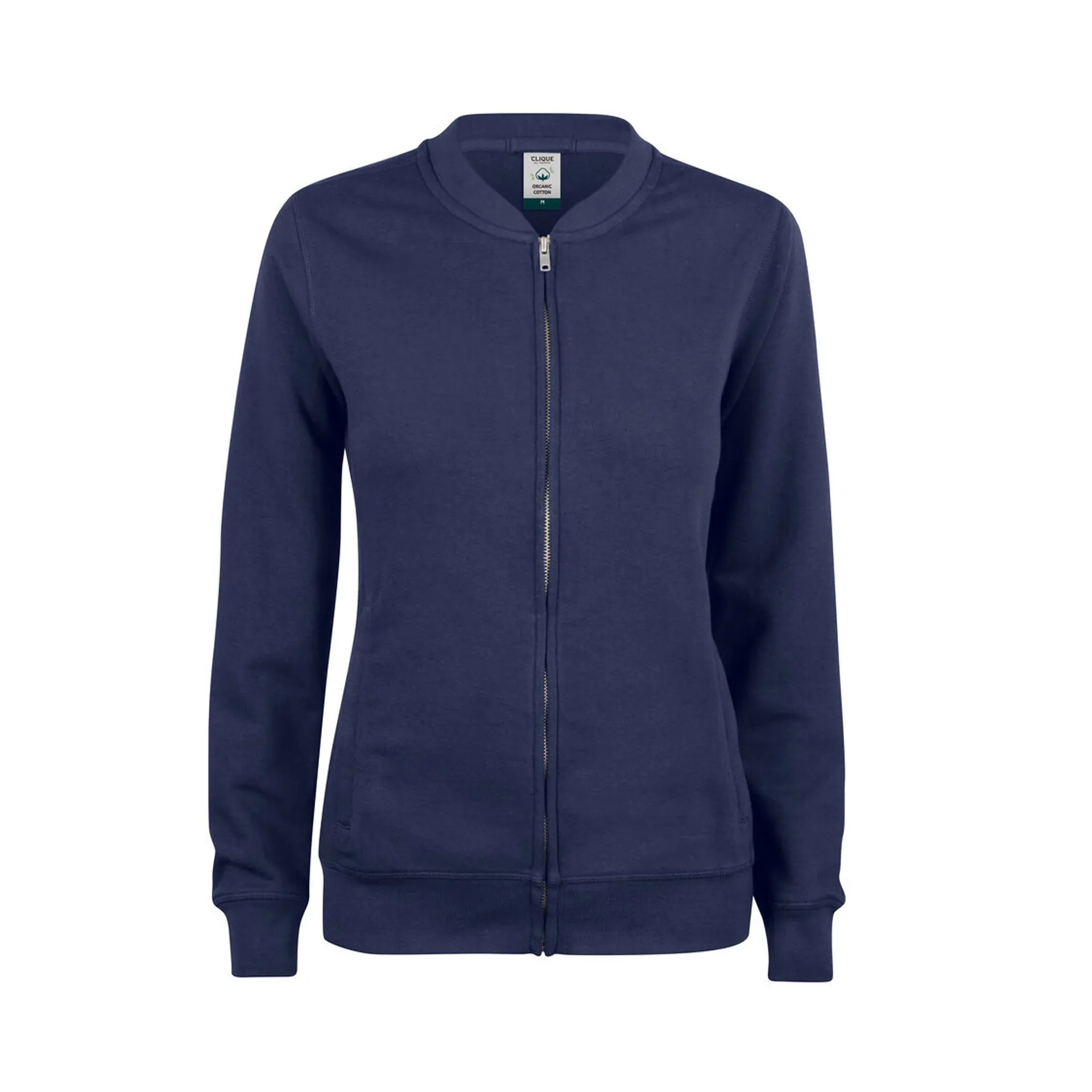 Damen-Sweatjacke Premium OC Cardigan in Dunkelmarine aus Bio-Baumwolle, Vorderansicht