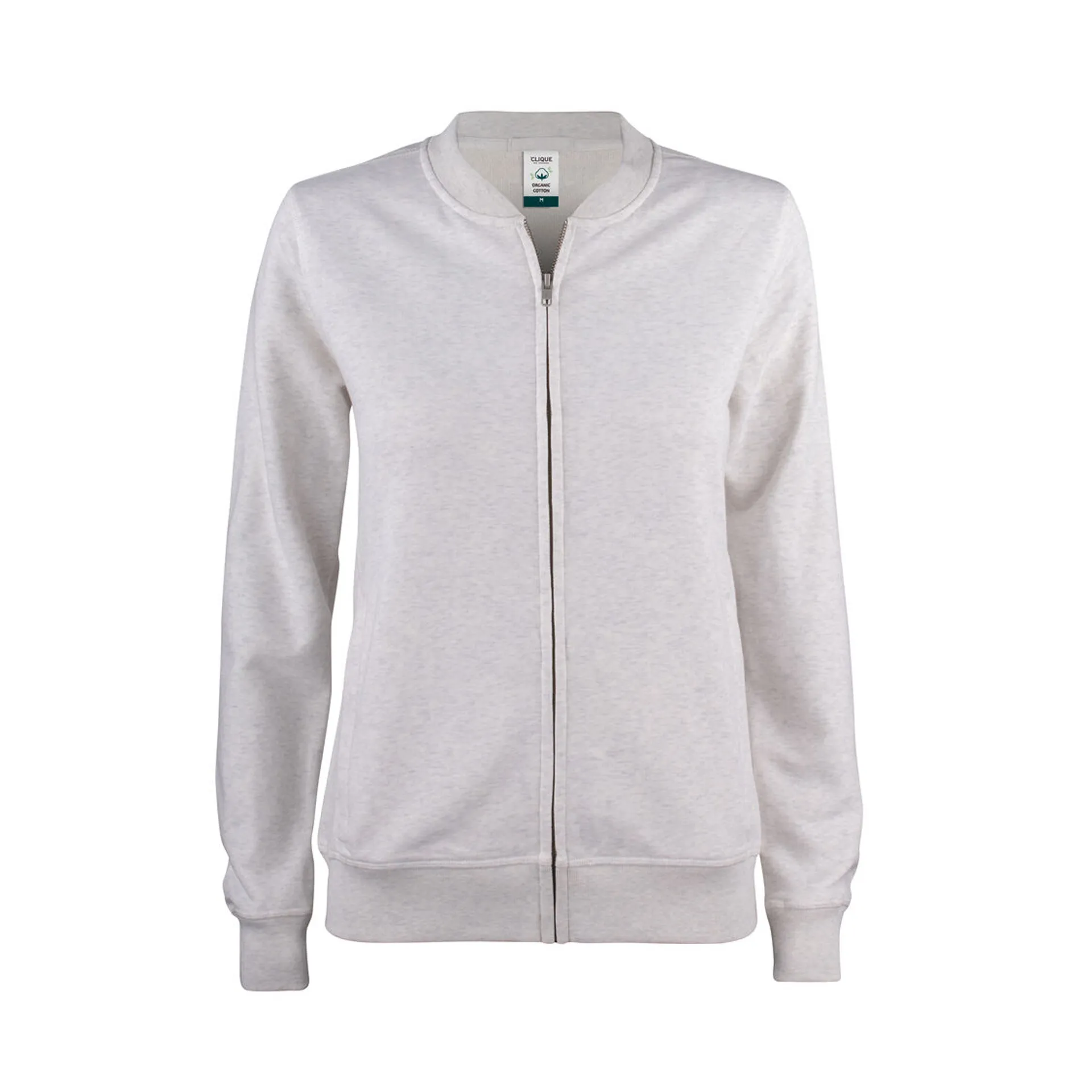 Damen-Sweatjacke Premium OC Cardigan in Ecrumeliert aus Bio-Baumwolle, Vorderansicht